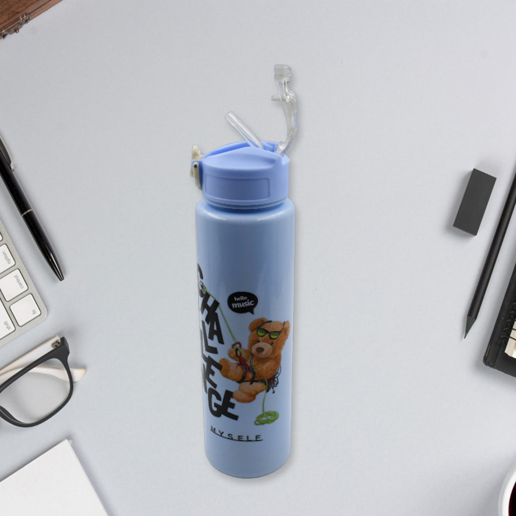 BPA-free plastic water bottle set, showcasing the leak-proof design.