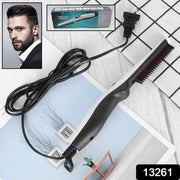 Electric hair & beard straightening comb on white background