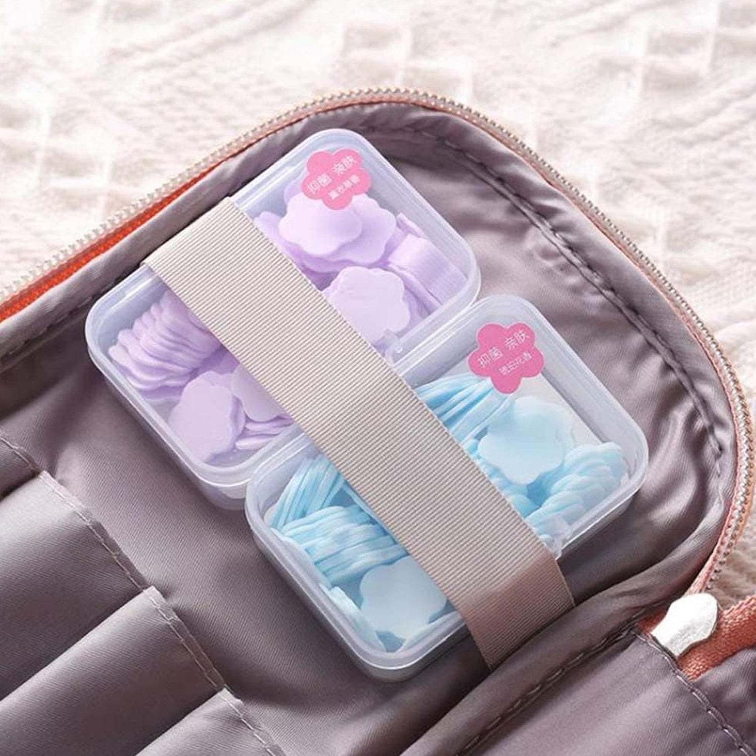 Mini Portable Travel Soap Paper Sheets – Flower Shape, 100-Piece Set (Mix Color)
