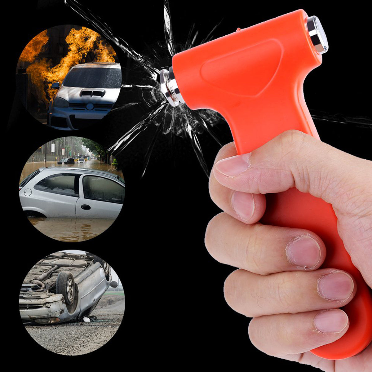 Closeup of car safety hammer double hammer heads