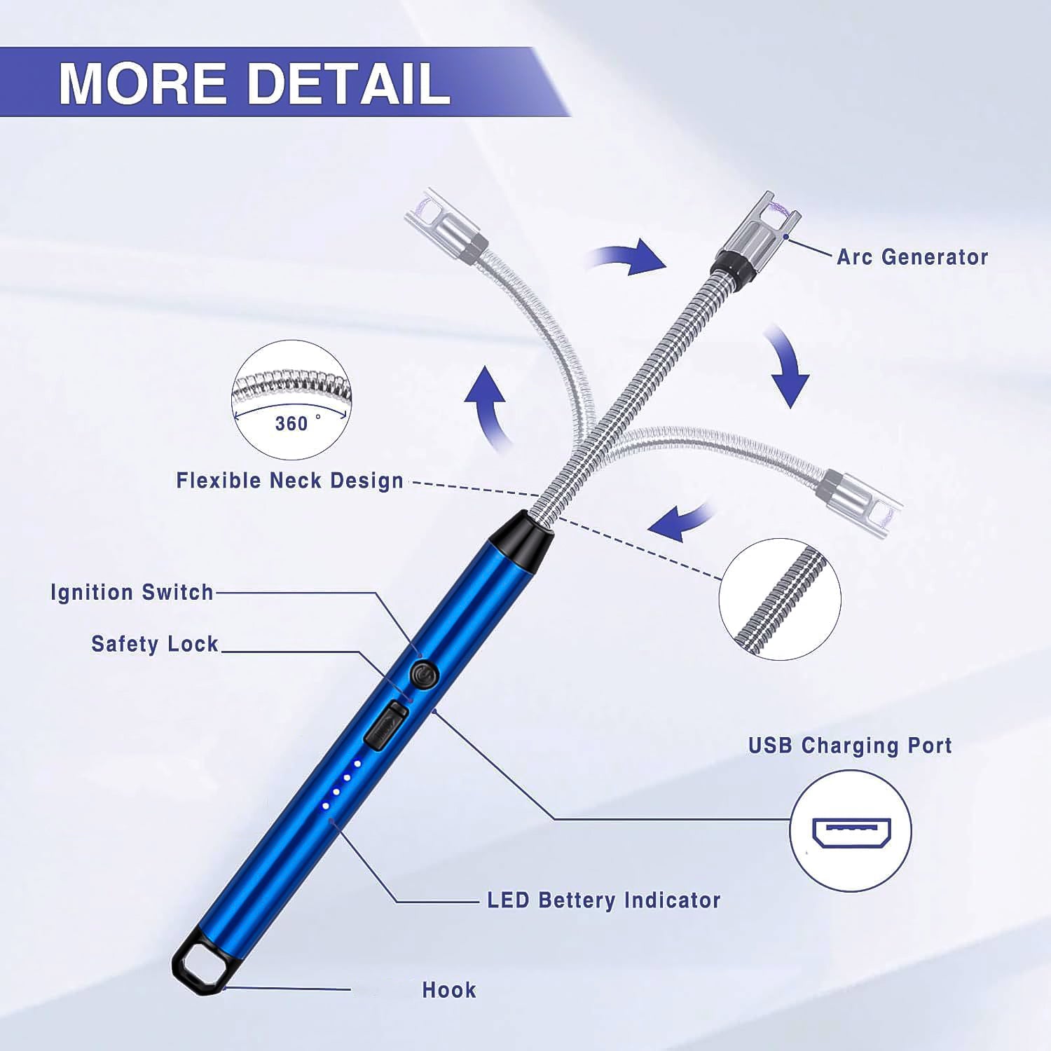 Windproof electric arc lighter with safety lock feature