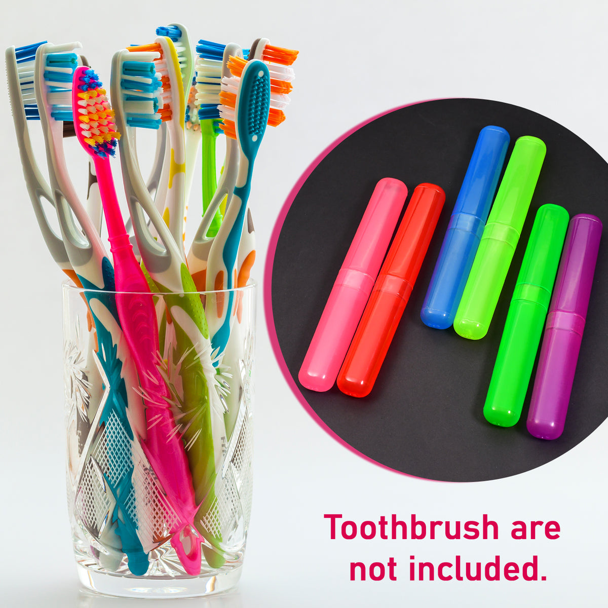 Open plastic toothbrush cover with a toothbrush inside