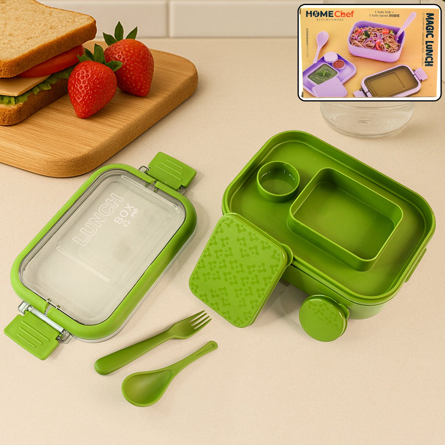 Magic Lunch Box with compartments and sealed lid
