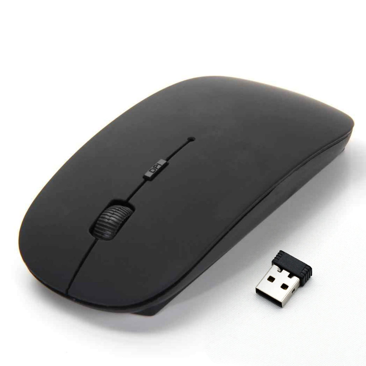 Wireless mouse in hand highlighting ergonomic pebble shape