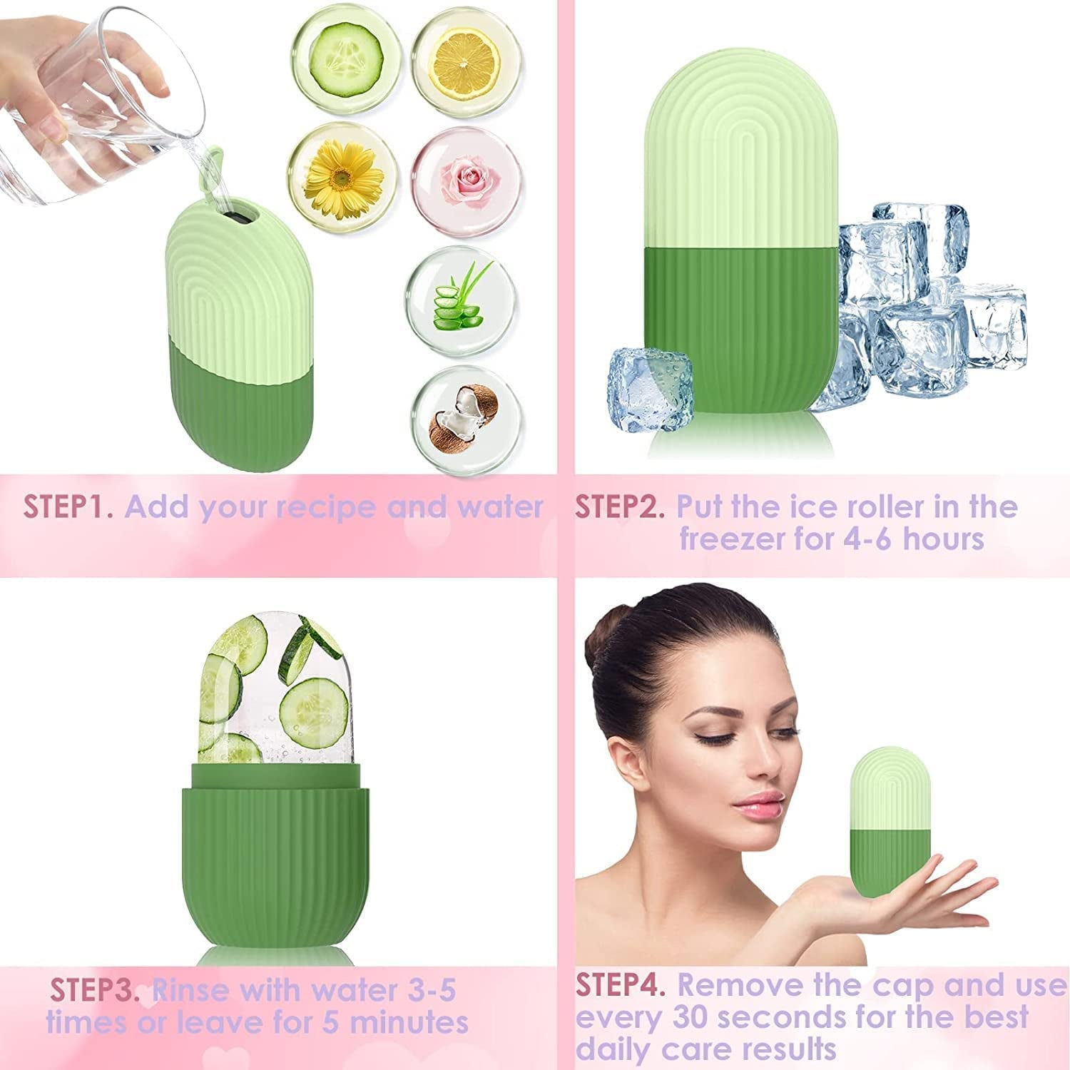 Beauty Ice Roller for Face & Eyes – Reusable Facial Massager for Glowing Skin & Puffiness Relief