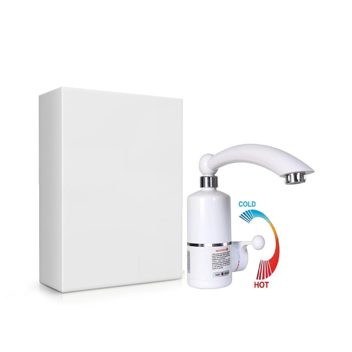 Electric water heater faucet showing installation