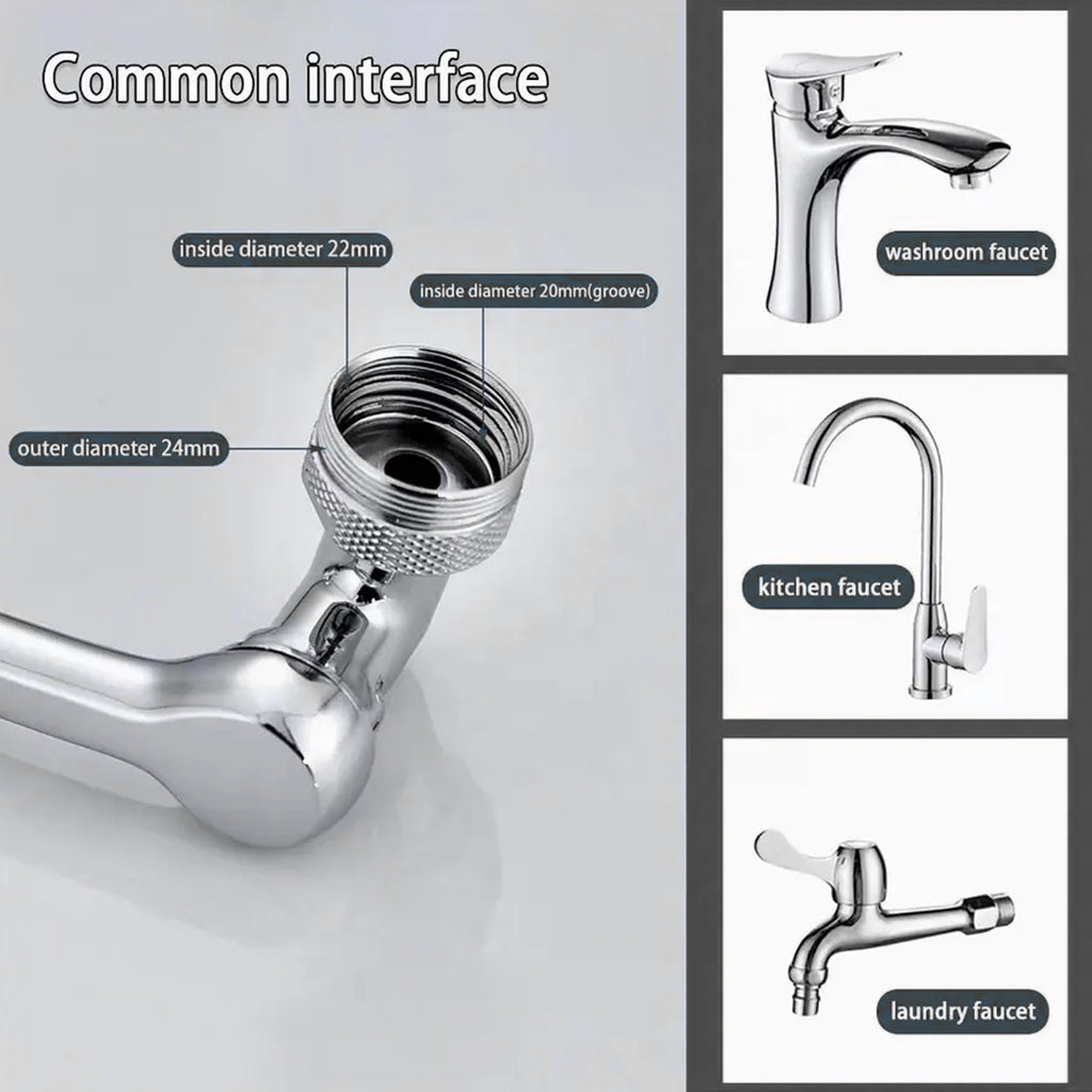 1509  Splash Faucet Filter Faucet 1080 Rotating Faucet Sprayer Head Double O-ring Design Movable Tap Water Saving Sink Aerator Extender For Bathroom Kitchen