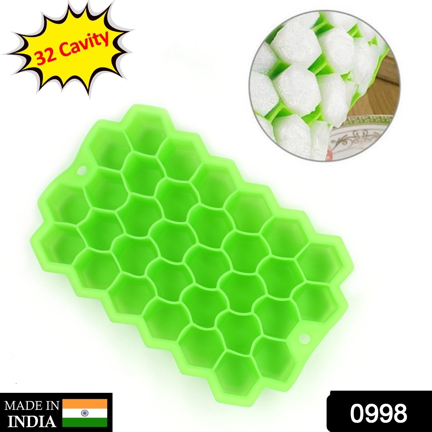 Silicone Ice Cube Tray – 32 Cavity, Easy-Release, Multicolor Mould