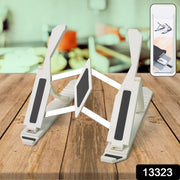 Tablet placed on adjustable stand showing ergonomic height