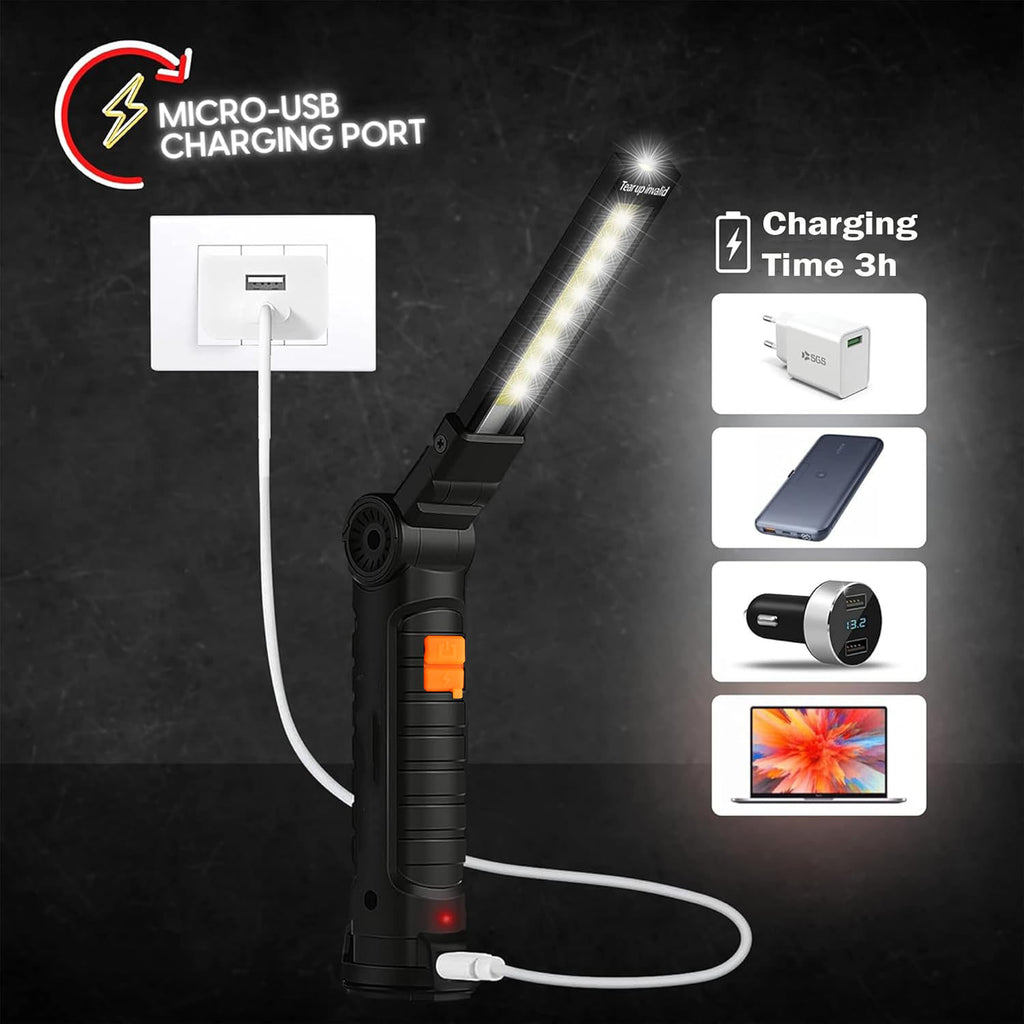 Adjustable head angle of LED work light demonstrated