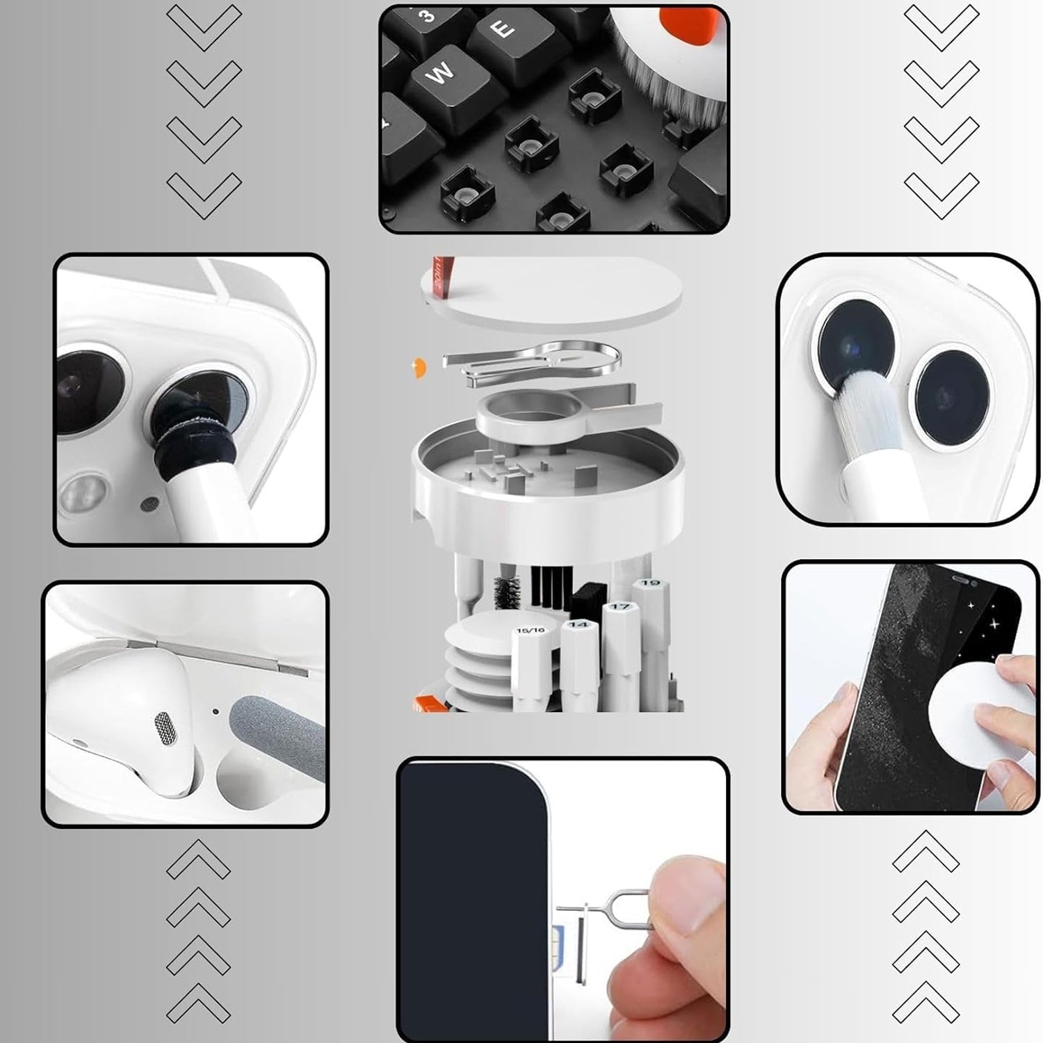 20-in-1 Keyboard Cleaner Kit – Laptop, Phone, Screen & Camera Cleaning Kit with Electronic Brush & Spray