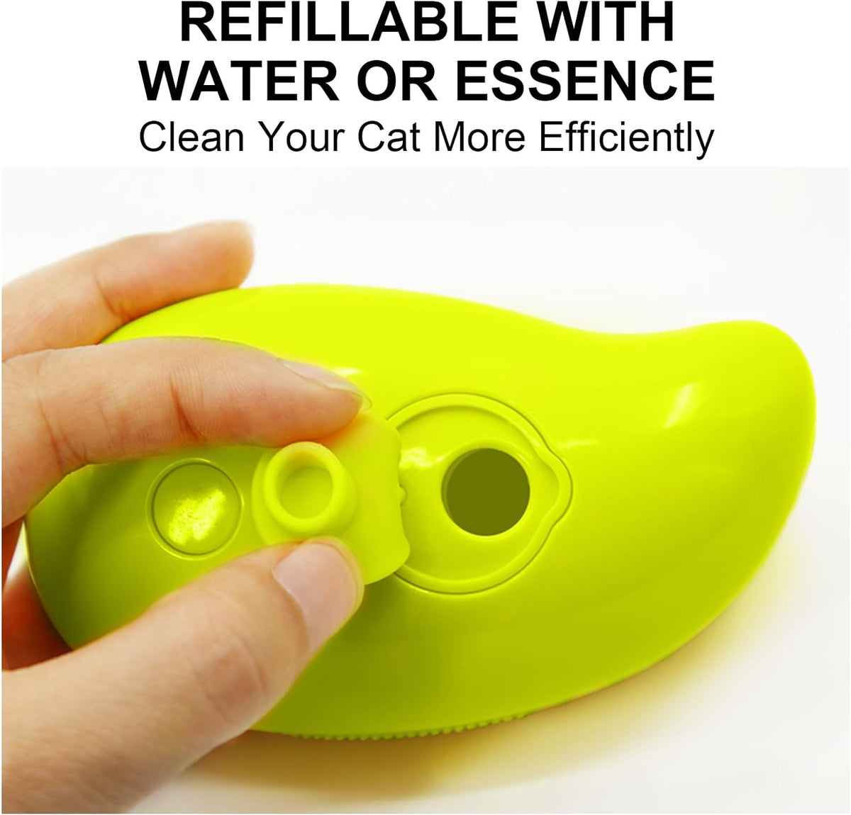 Side view of steam cat grooming brush showing ergonomic design