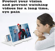 Folded 3D mobile screen magnifier, showing its portability