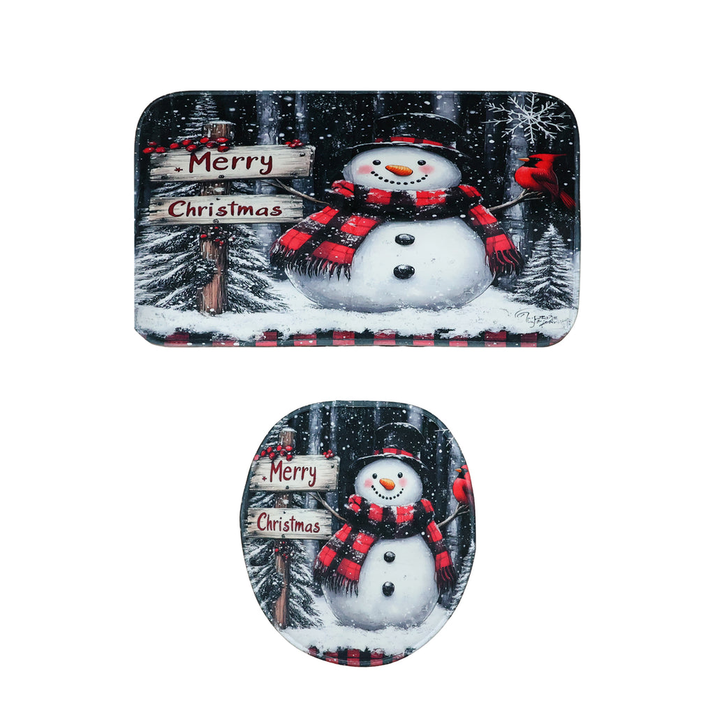 3 In 1 Christmas-themed Bathroom Mat - (1 Set)