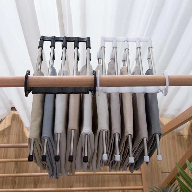 Adjustable Trouser Pants Hanger Organizer – Space-Saving Wardrobe Rack