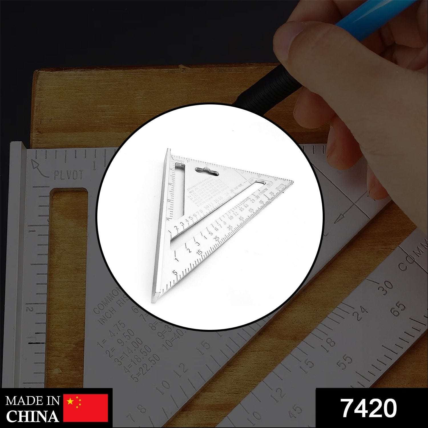 7420 Lightweight Double Side Scale Triangle Measurement Tool front view