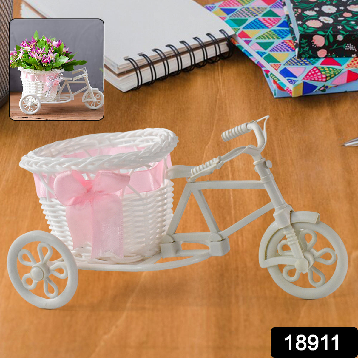 Plastic Cycle Flower Vases For Home Decor Bicycle Flower Pot Stand (1 Pc)