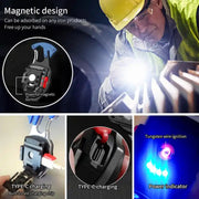 Close-up of LED keychain flashlight light modes