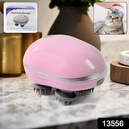 Smart Electric Scalp Massager front view with 4 silicone heads