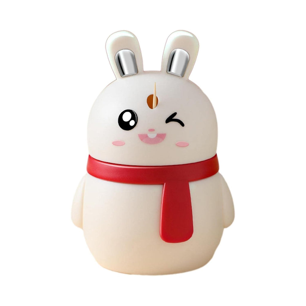 The red rabbit toothpick dispenser displayed from a different angle, showcasing its compact size.