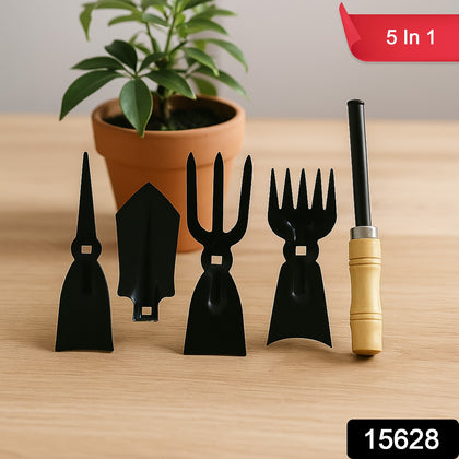 5 in 1 Gardening Hand Tool Set laid out on a surface