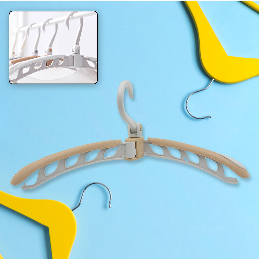 Compact folded travel clothes hanger, ready for packing
