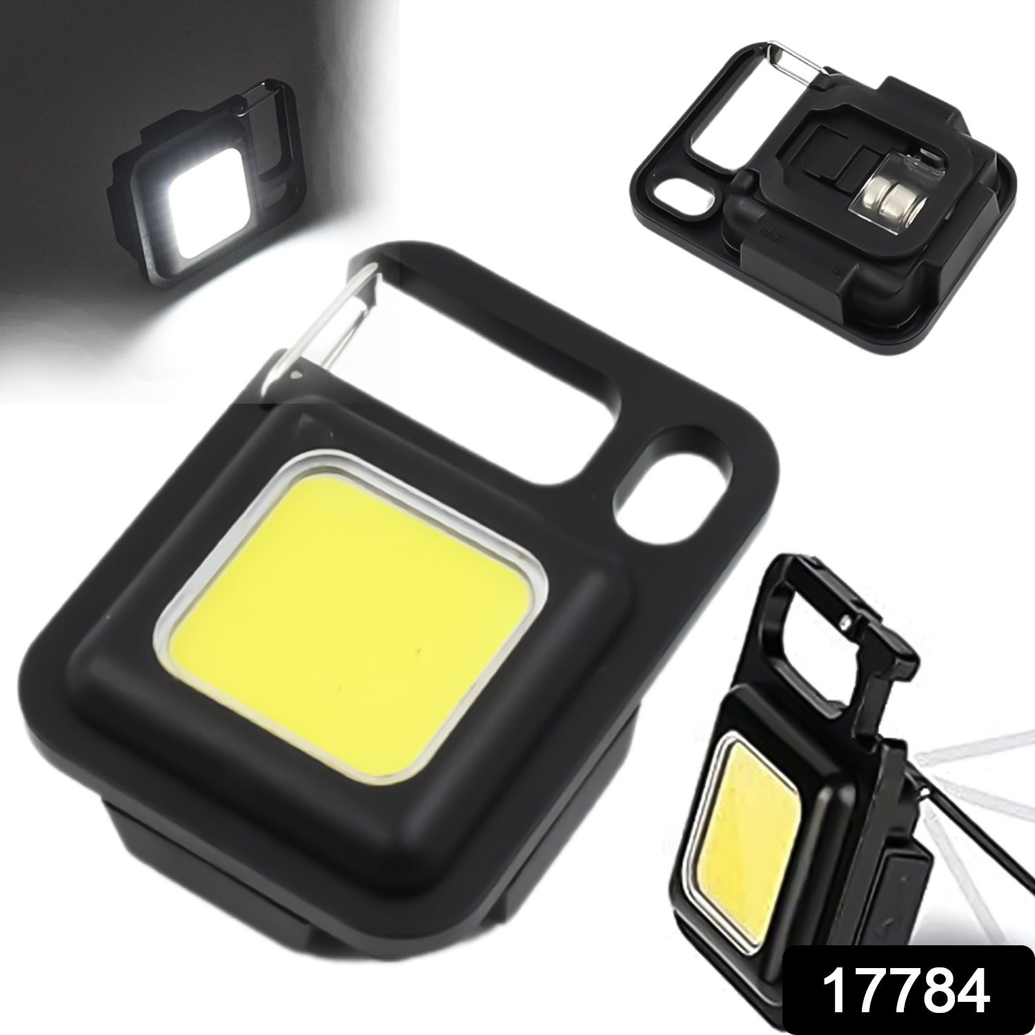 LED Mini Flashlight Keychain – Compact COB Work Light with Folding Bracket & Bottle Opener for Camping & Emergency Use