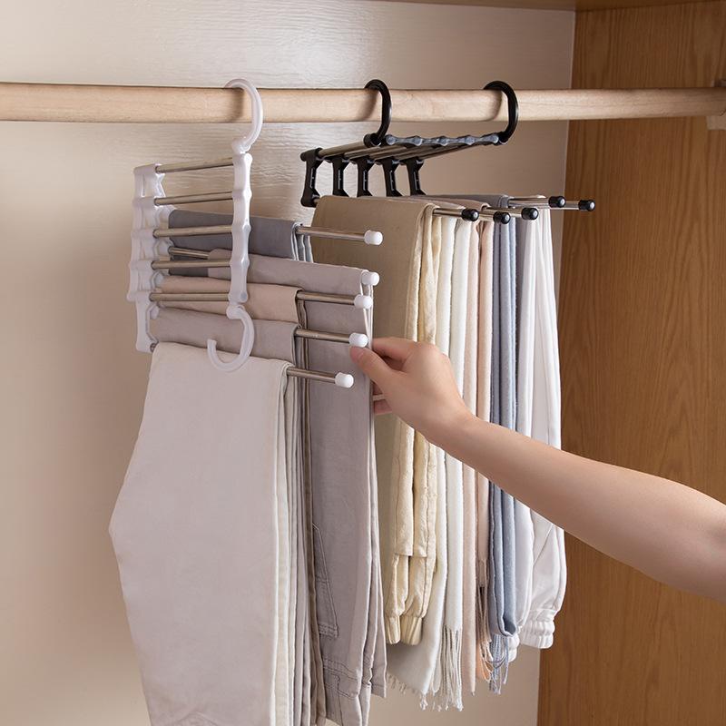 Adjustable Trouser Pants Hanger Organizer – Space-Saving Wardrobe Rack