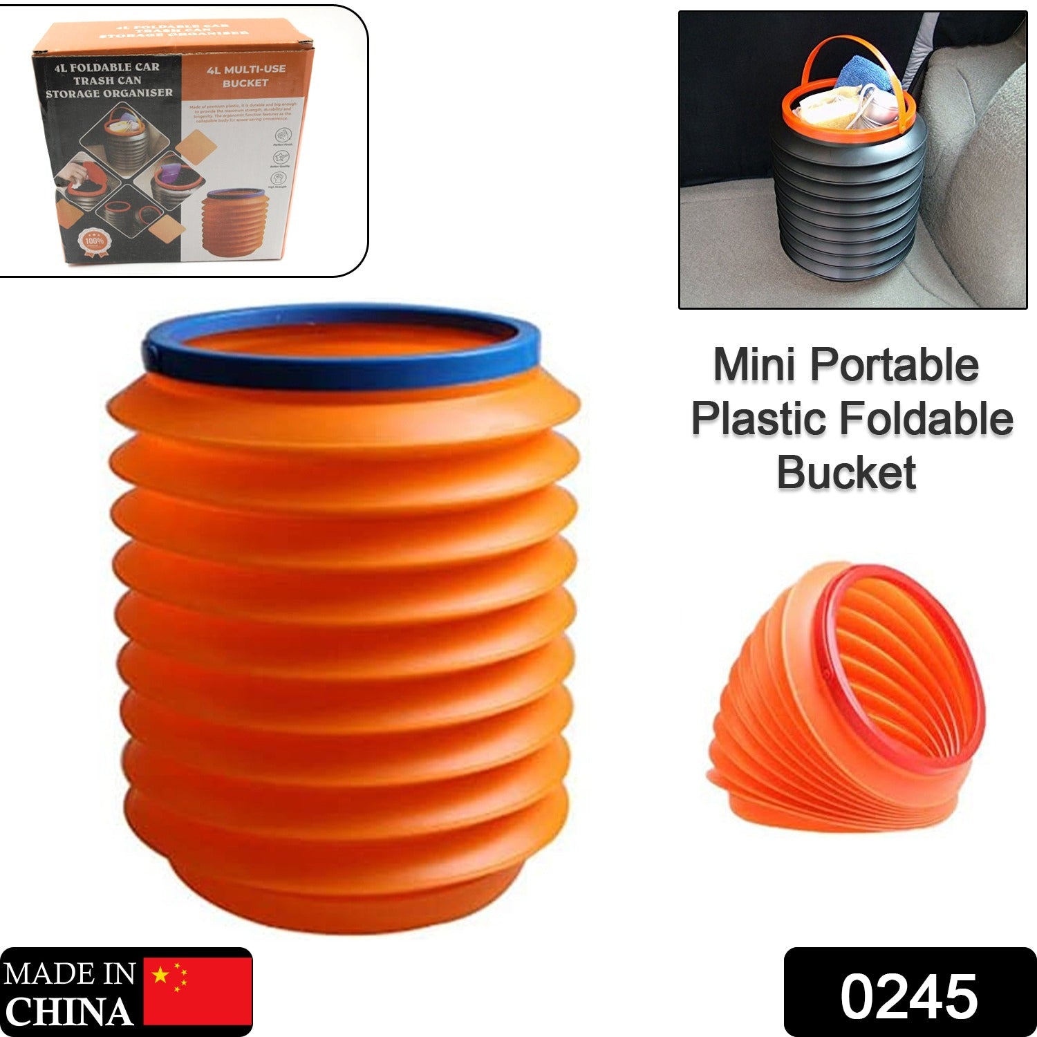 Foldable Storage Bucket - Multiuse for Home, Car & Kitchen