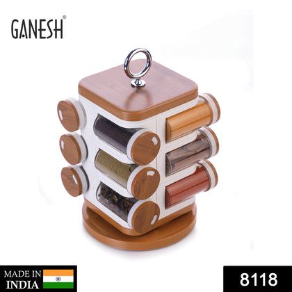 Ganesh 12-jar revolving spice rack with transparent containers