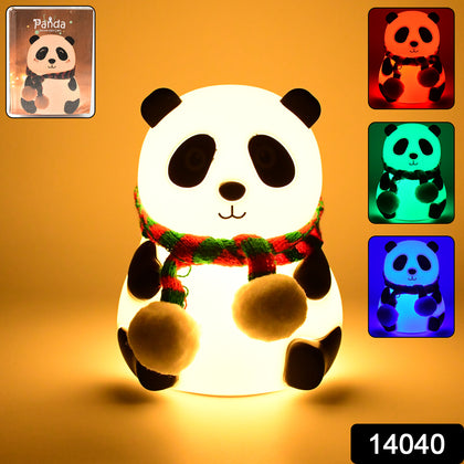 Panda 7-color LED silicone touch lamp displaying multiple hues