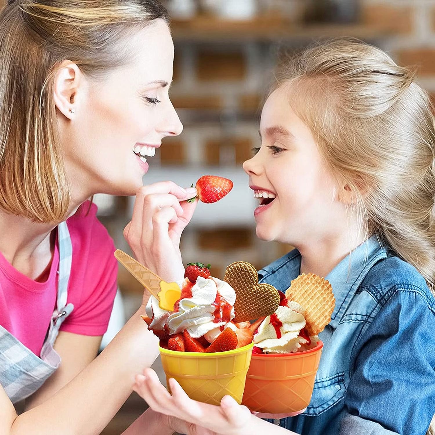 Ice Cream Bowl & Spoon Set – 12-Piece Plastic Solid Color Cream Cups with Spoons (Multi-Color)