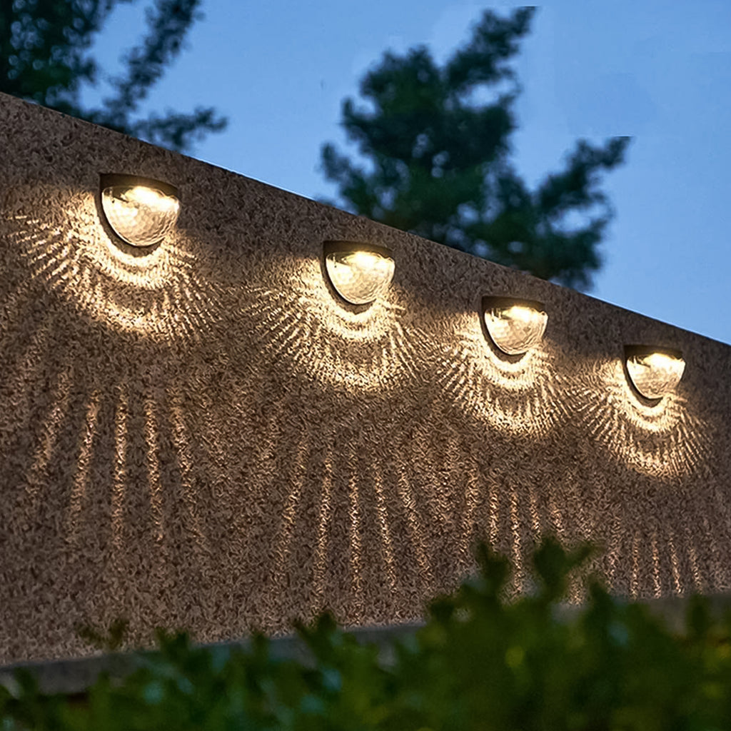 Set of two 6 LED solar powered fence lights with honeycomb shade