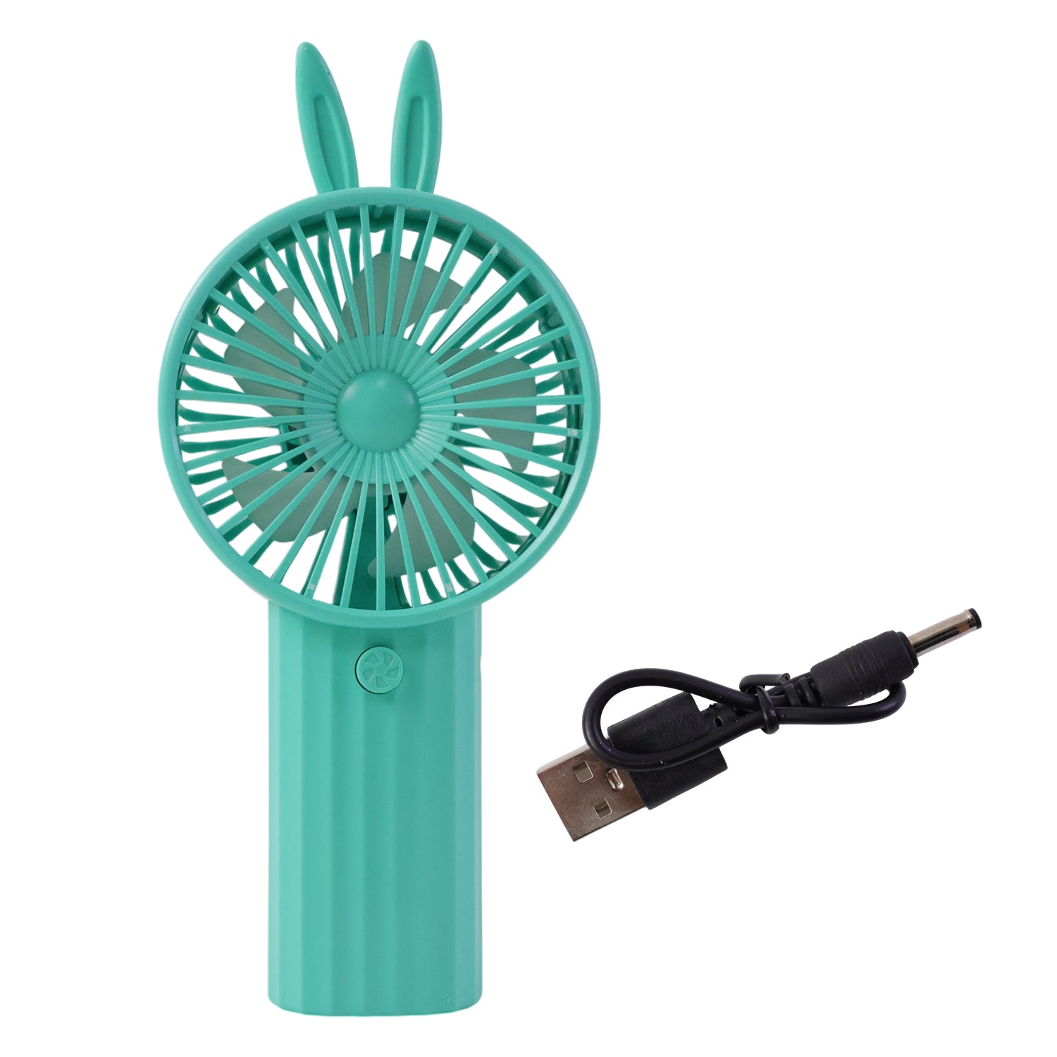Back view showing USB charging port of bunny ear fan