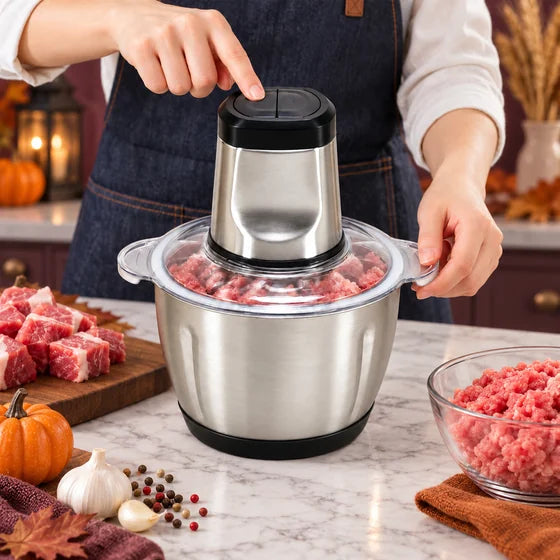 Electric Food Chopper with Stainless Steel Bowl – 3 L