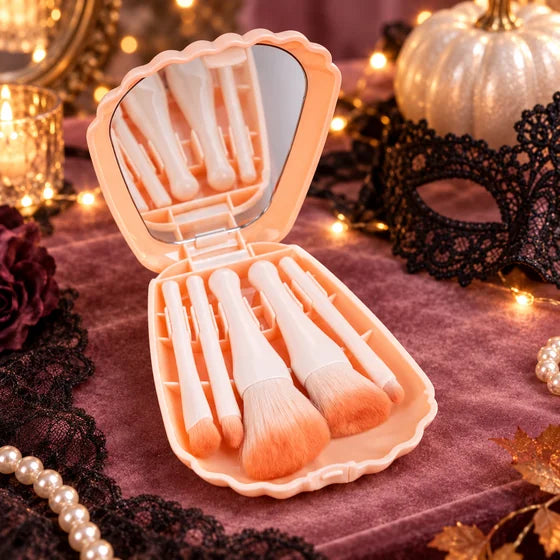 5-in-1 Makeup Brush Kit with Mirror Case