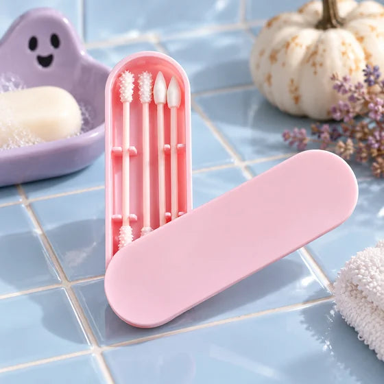 Reusable Silicone Ear Swab Set with Case – 4-in-1