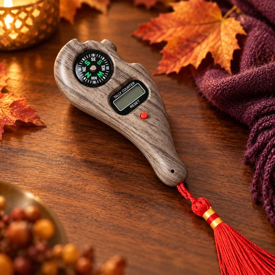 Wooden Digital Tasbih Counter with LCD Display & Compass