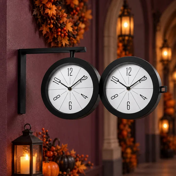 Double-Sided Vintage Station Wall Clock