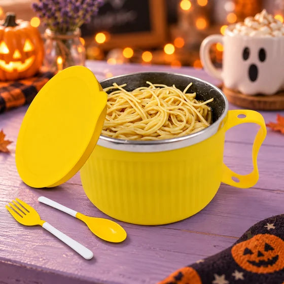 Double-Layer Insulated Soup Bowl with Handle & Lid