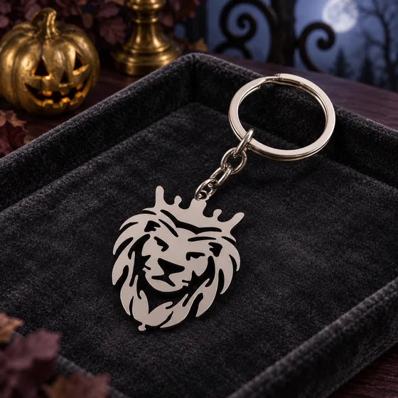 Stainless Steel Lion Head Keychain