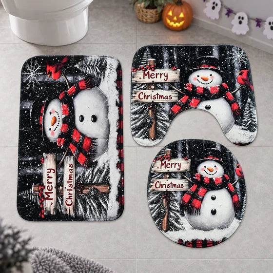 Snowman Christmas Bathroom Mats – Set of 3