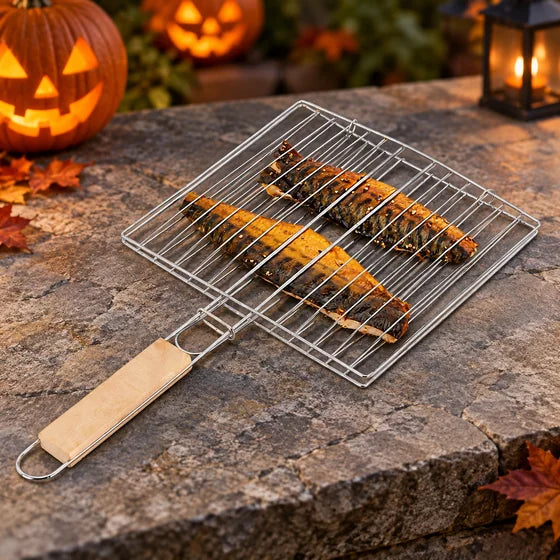Stainless Steel Papad Roaster with Wooden Handle