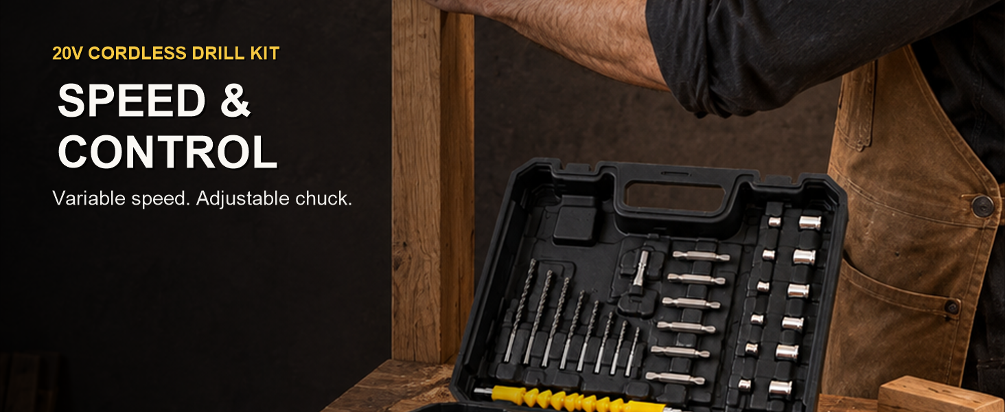 Cordless Drill Machine Kit 20v With 2 Batteries Charger And Bits Case (1 Set) — Product details