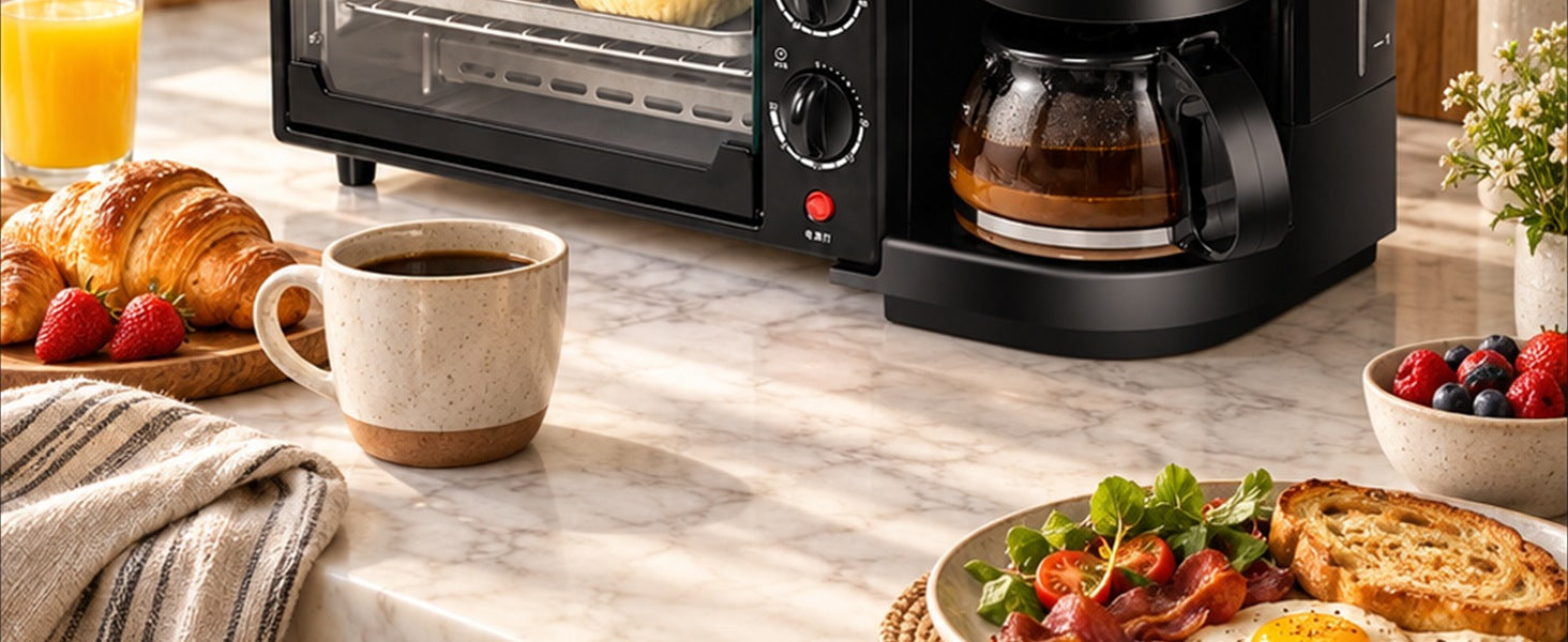 2788 3 In 1 Breakfast Maker Portable Toaster Oven Grill Pan  Coffee Maker Full Breakfast Ready At One Go — Product details