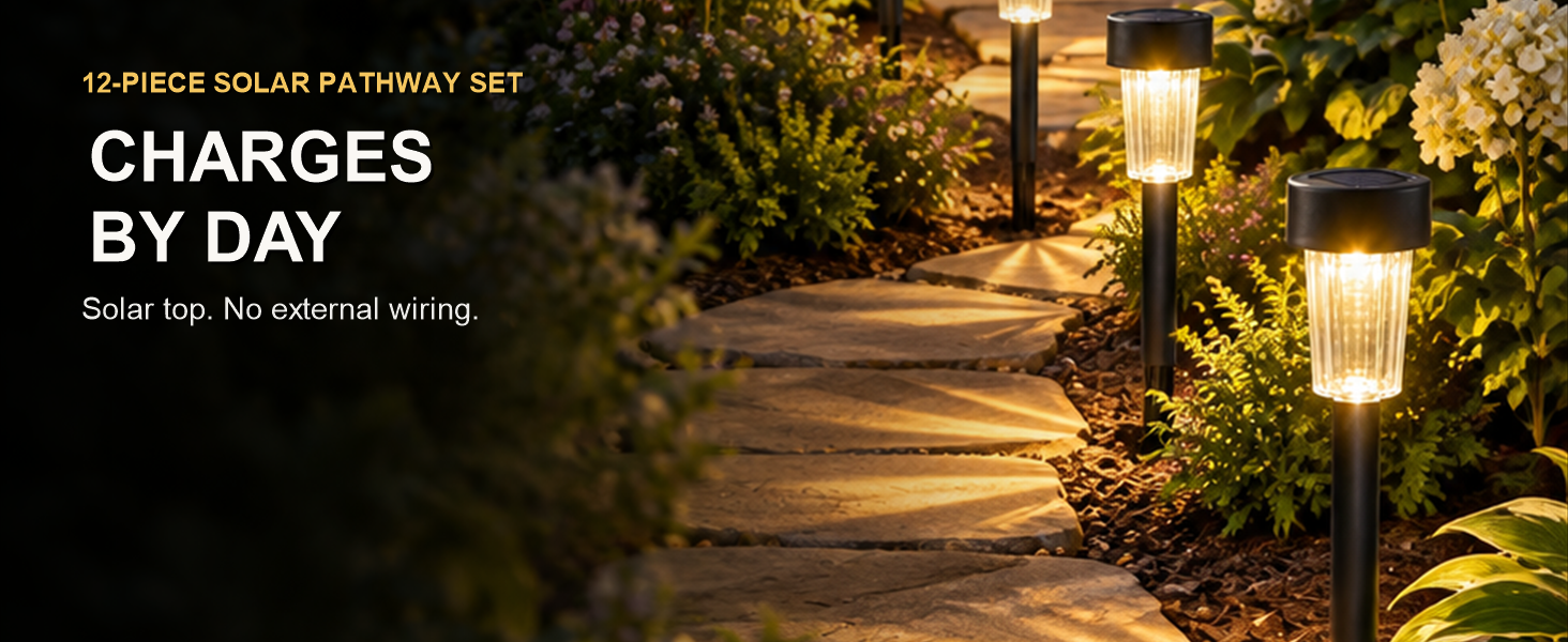 Solar Led Pathway Garden Stake Lights For Outdoor Lawn And Walkway (12 Pc Set) — Everyday uses