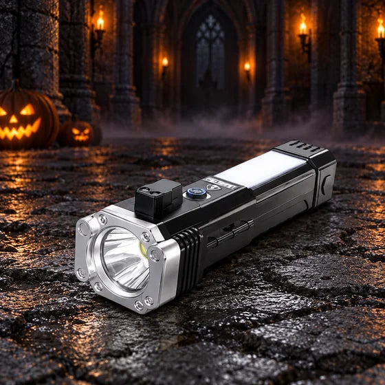 Rechargeable LED Flashlight Torch - 4 Modes, Long Range, Safety Tool