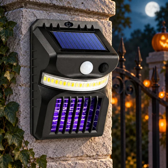 Solar Motion-Sensor Wall Light with UV Bug Zapper