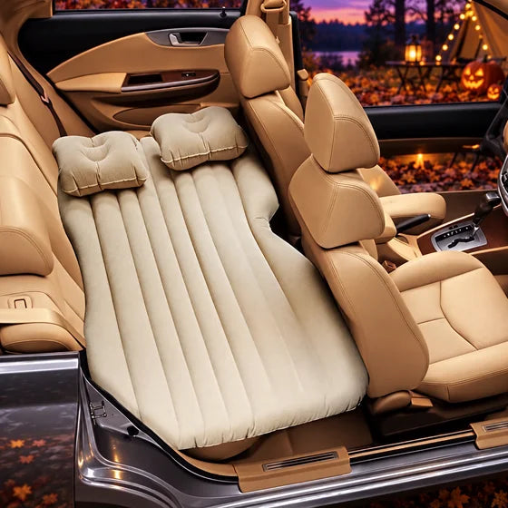 Inflatable Car Bed with 2 Pillows & Air Pump – Assorted Colours