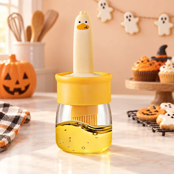 Oil Dispenser Bottle with Silicone Brush – 2-in-1 — Halloween scene